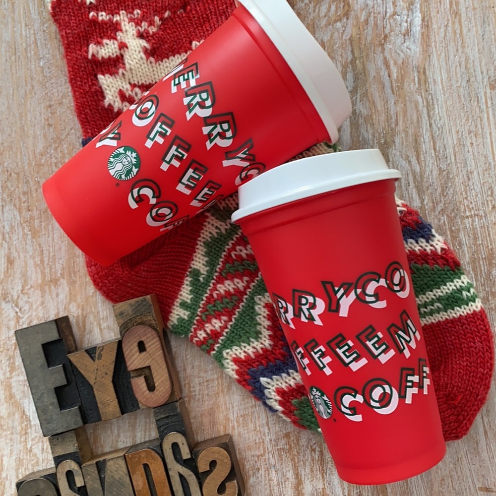 🆕🎄☕️🧜♀️STARBUCKS Reusable 16 oz. 2013 Coffee Cups w/ Lids